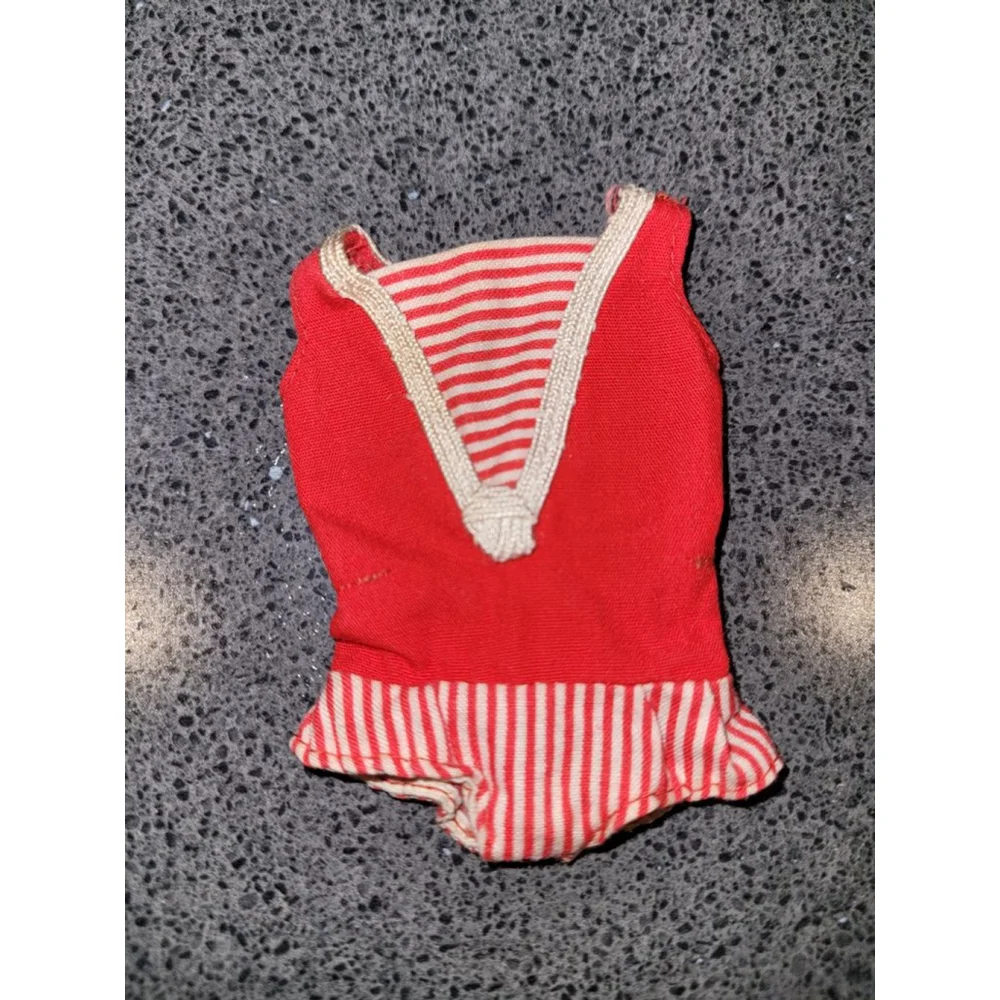Vintage Mattel Skipper Red White Striped Swimsuit 1960s One-Piece
